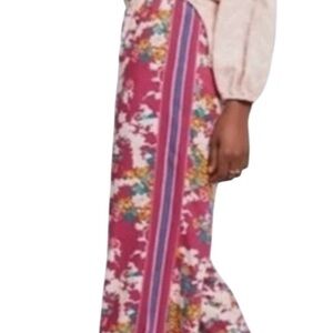 Ett Twa Anthropologie Womens Pink Schuyler Rose Motif Crop Pockets Pants XS